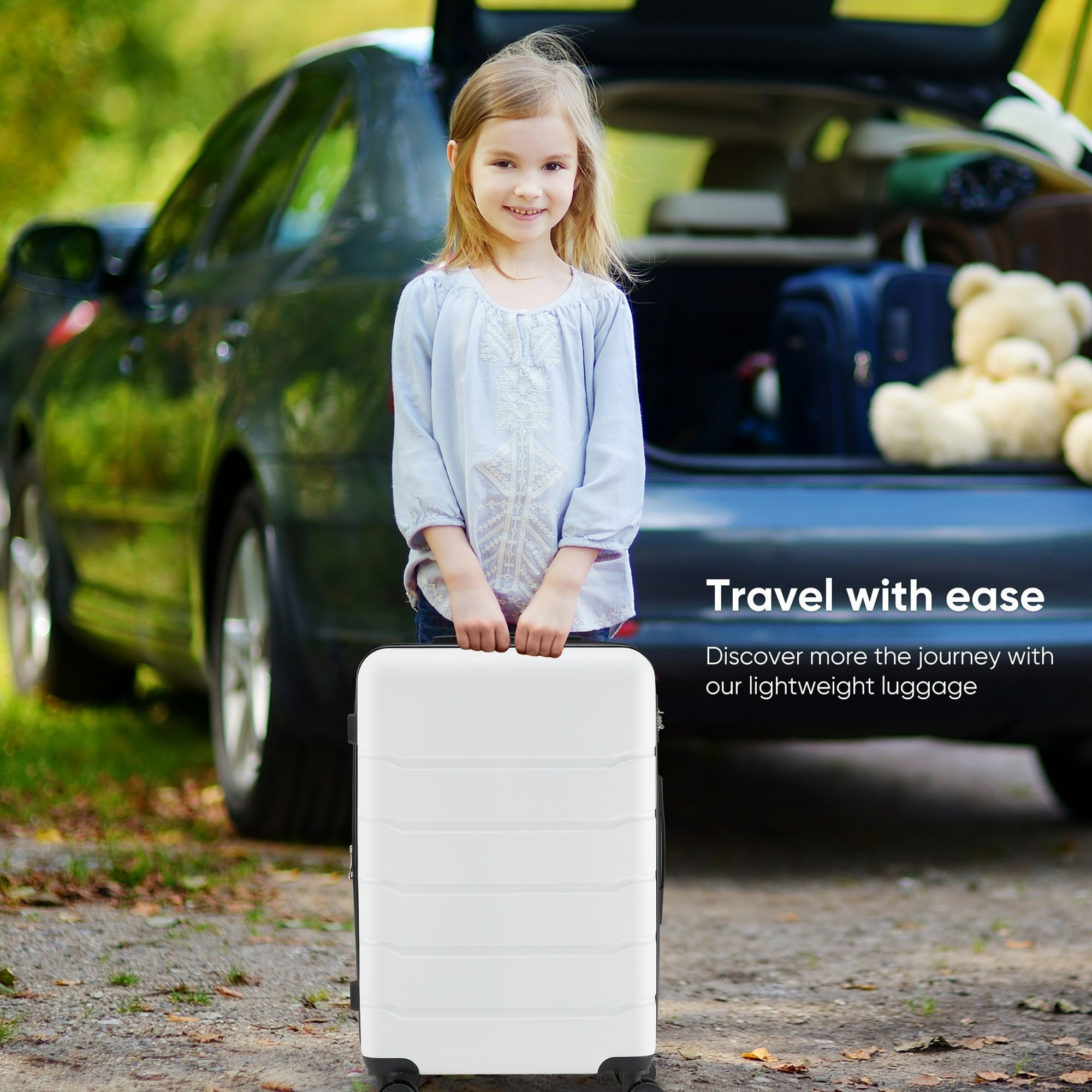 20-Inch Lightweight Expandable Rolling Luggage, White