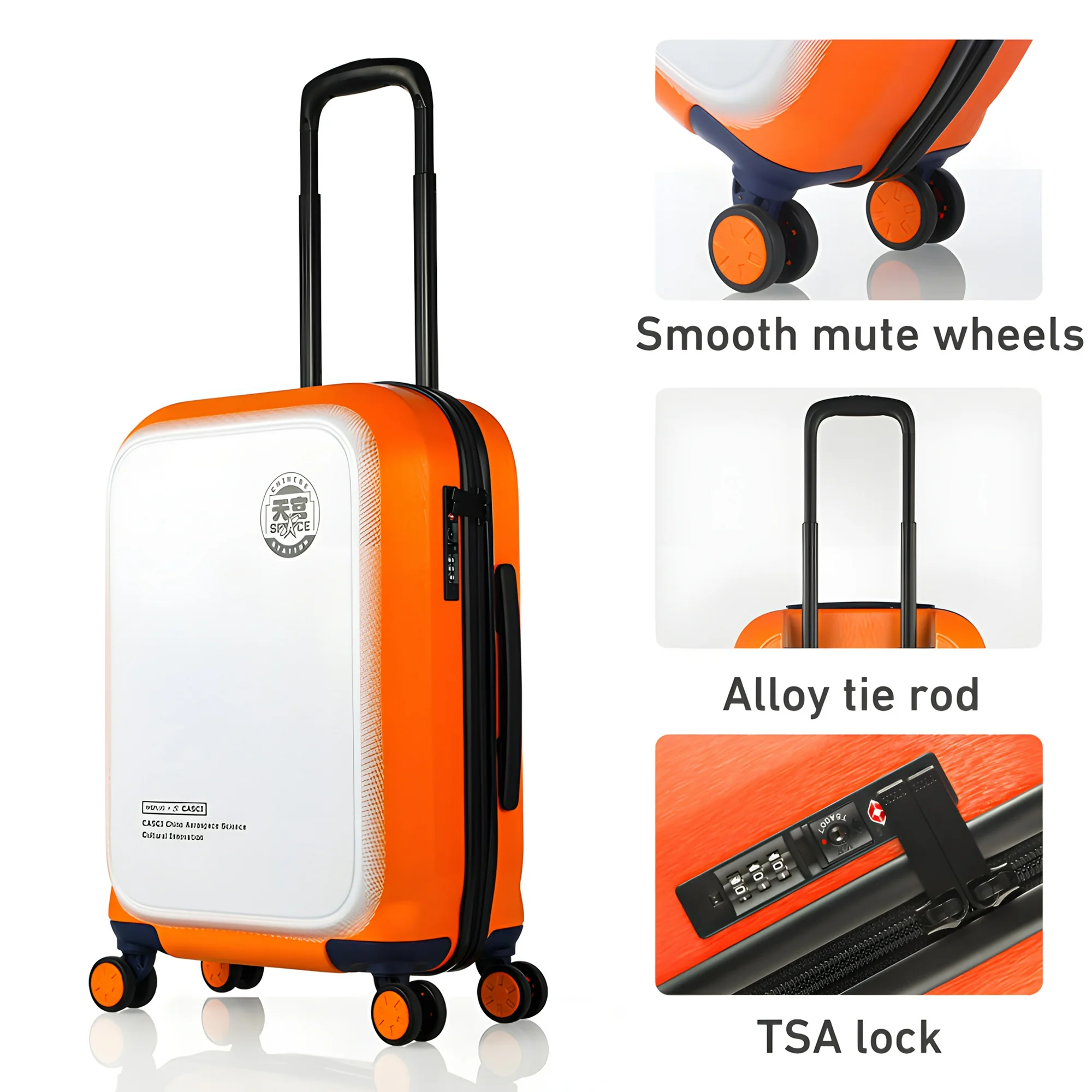 Orange-20"+3 Bag Luggage Sets 4 Piece,20" Hardside Carry-On Luggage