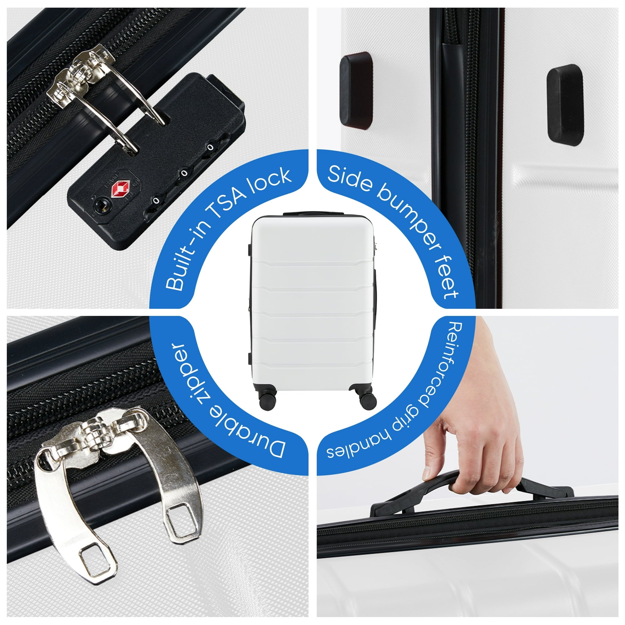 20-Inch Lightweight Expandable Rolling Luggage, White
