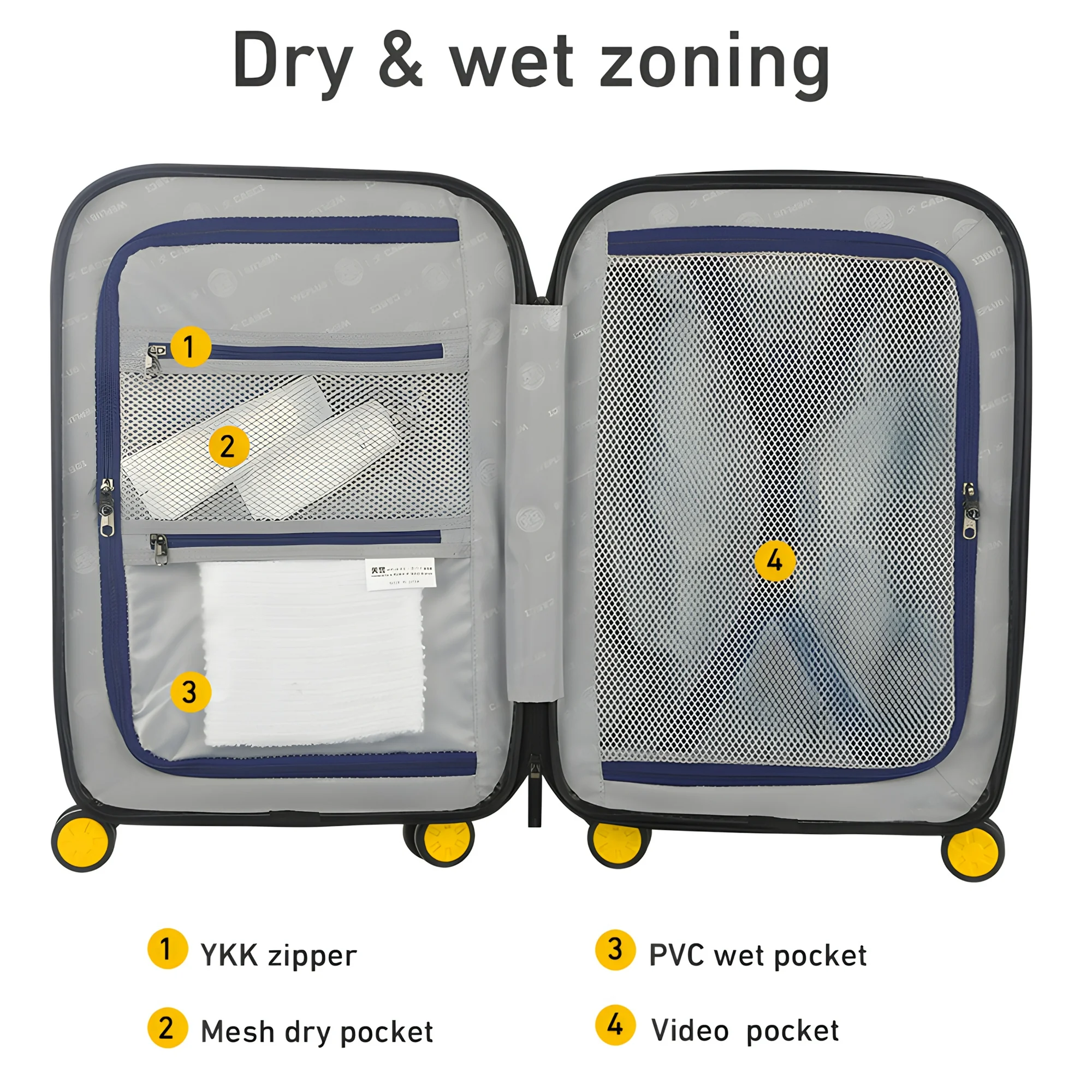 Orange-20"+3 Bag Luggage Sets 4 Piece,20" Hardside Carry-On Luggage