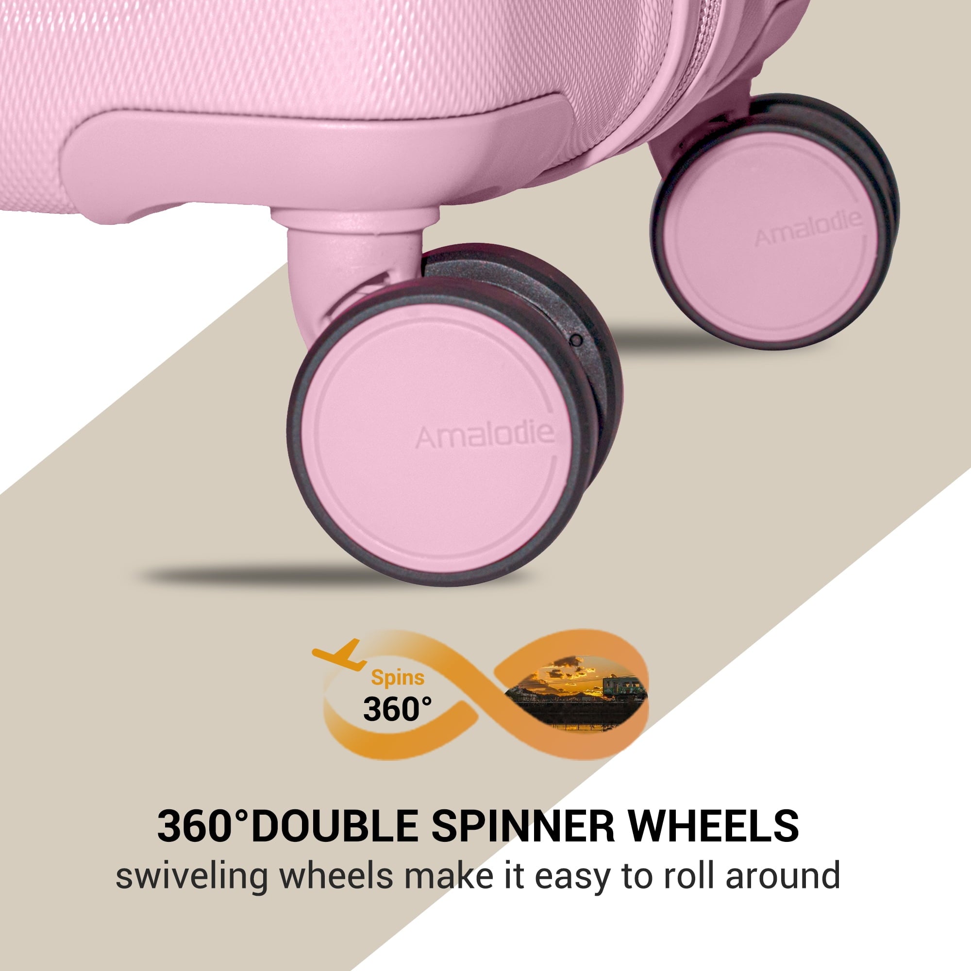 2 Piece Lightweight Hardshell Suitcase with Double Spinner Wheel and 3PCS Packing Cubes,(18"&26")PINK