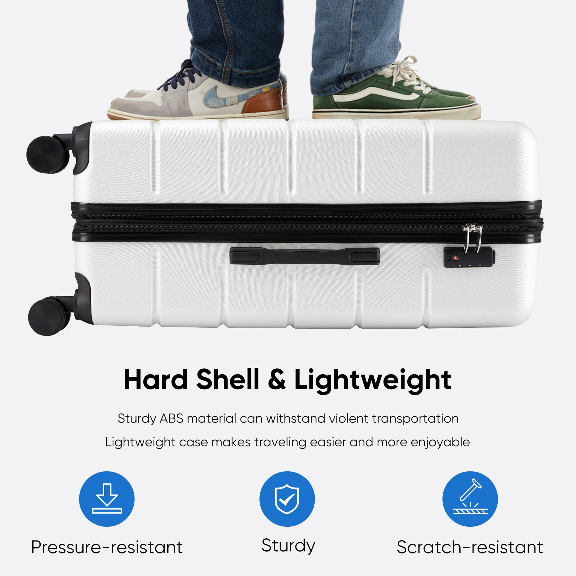 20-Inch Lightweight Expandable Rolling Luggage, White