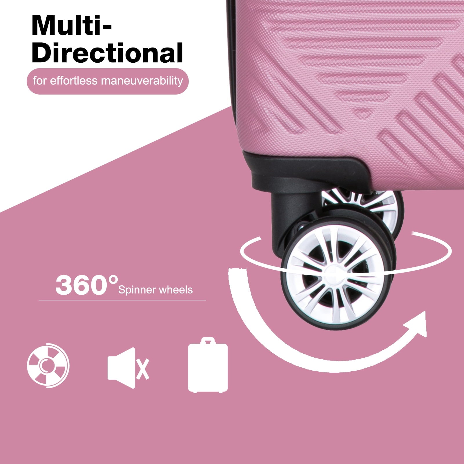 Luggage Sets 2 Piece Suitcase Set (14/20/)Hardside Suitcase with Spinner Wheels Lightweight Carry On Luggage(Pink)