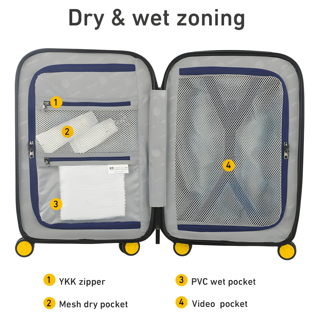 Orange-20"+3 Bag Luggage Sets 4 Piece,20" Hardside Carry-On Luggage