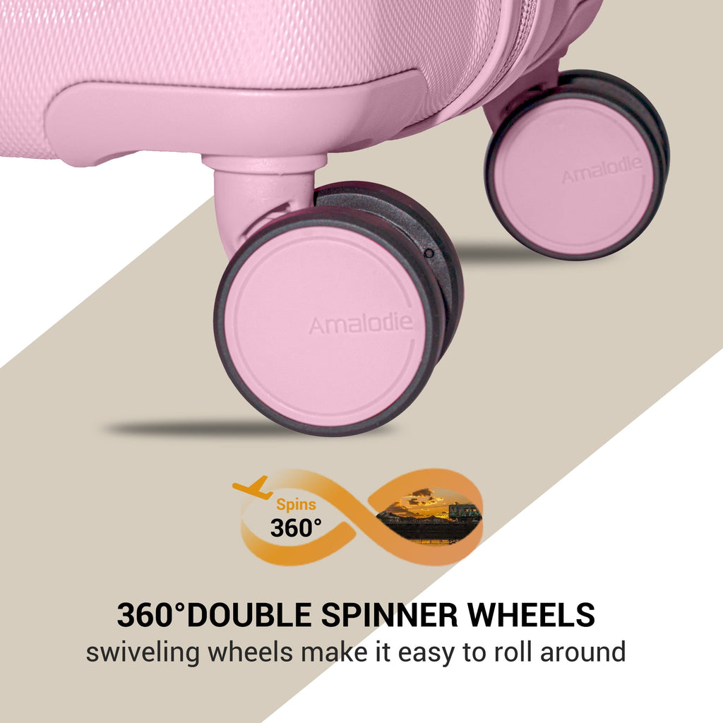 2 Piece Lightweight Hardshell Suitcase with Double Spinner Wheel and 3PCS Packing Cubes,(18"&26")PINK