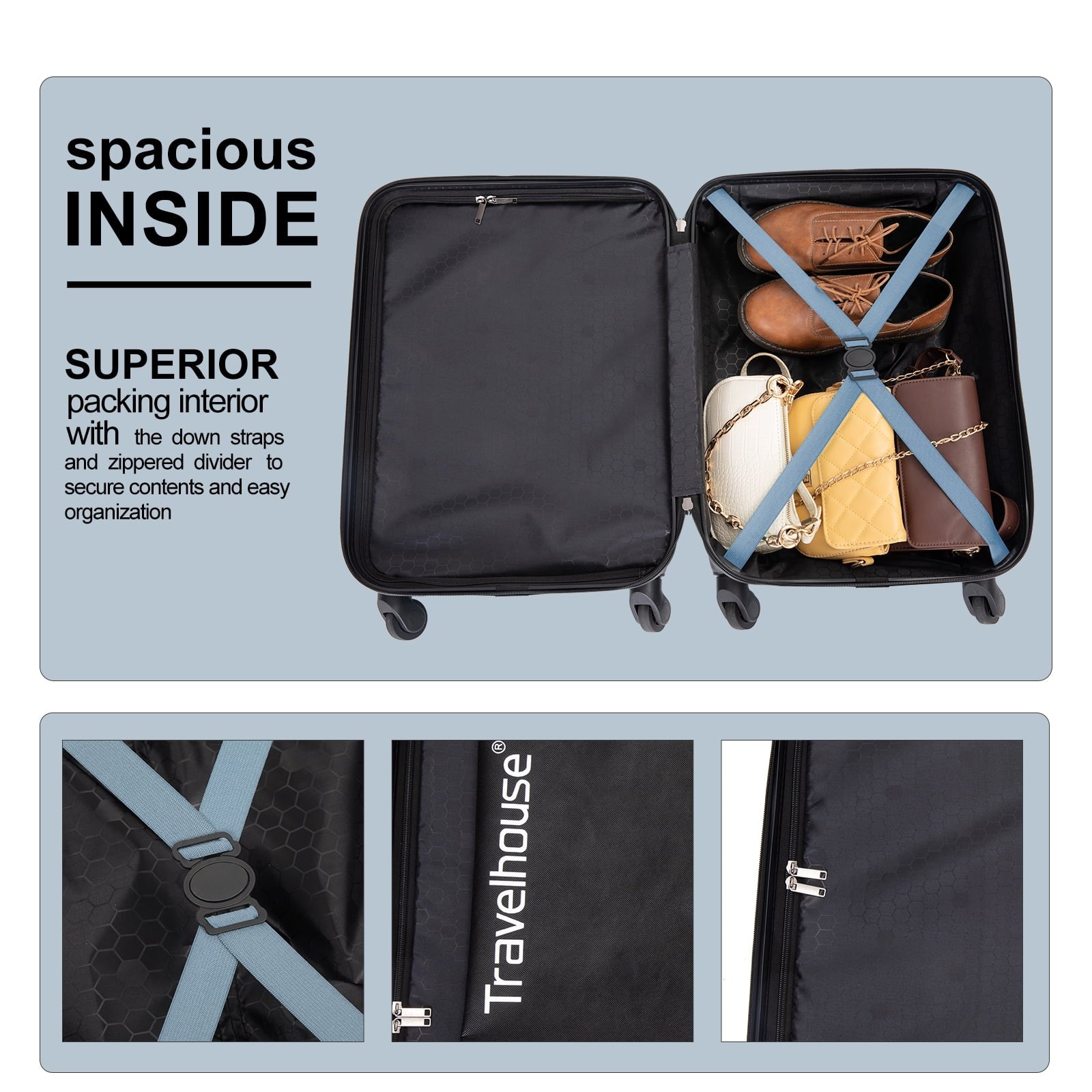 20" Lightweight Hardside Suitcase with Spinner Wheels.(Blue)