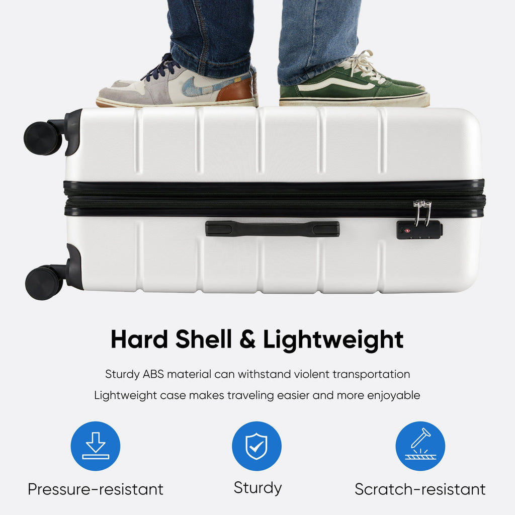 20-Inch Lightweight Expandable Rolling Luggage, White